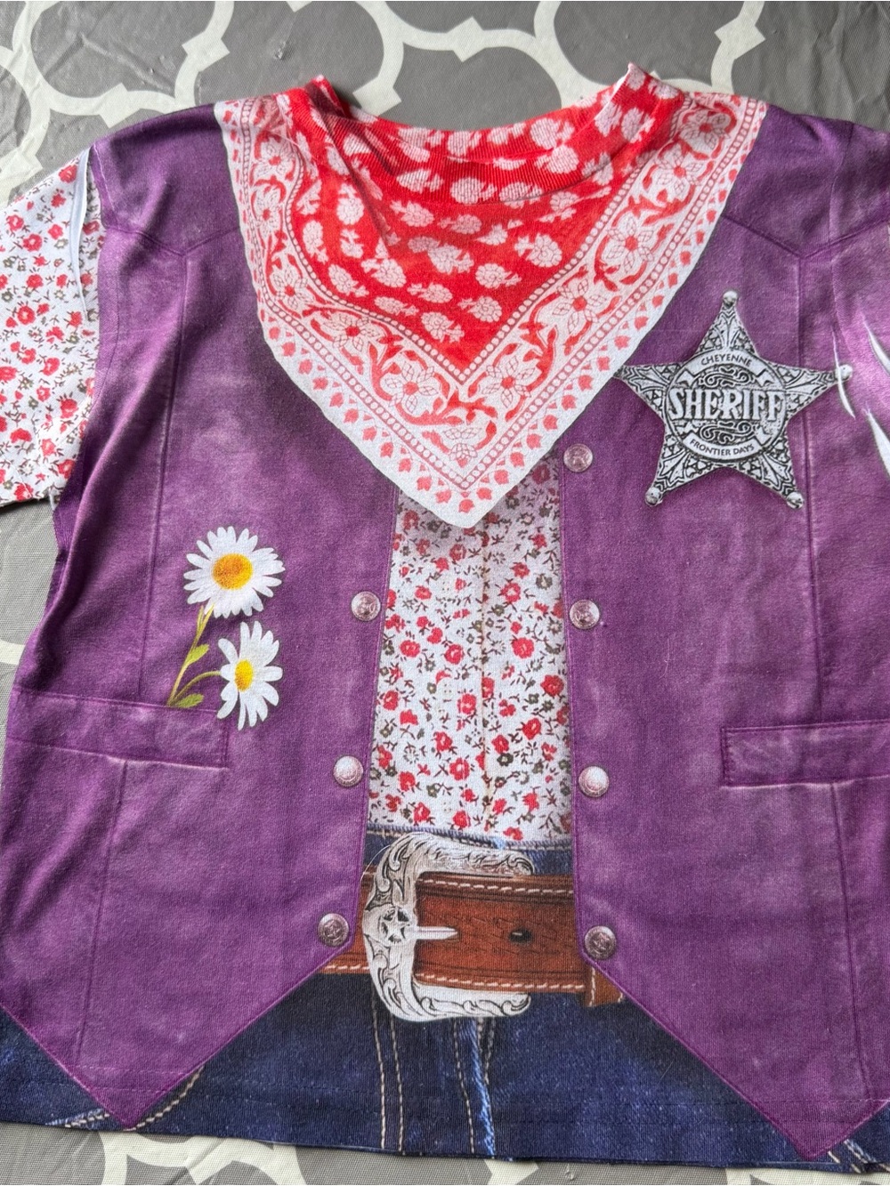 Kids Purple Sheriff Vest & Bandana T-Shirt Cheyenne frontier days